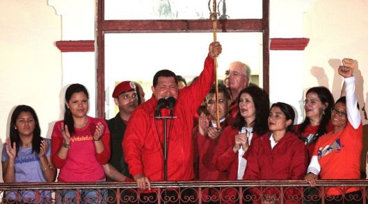 Celebración de la victoria electoral de Hugo Chávez